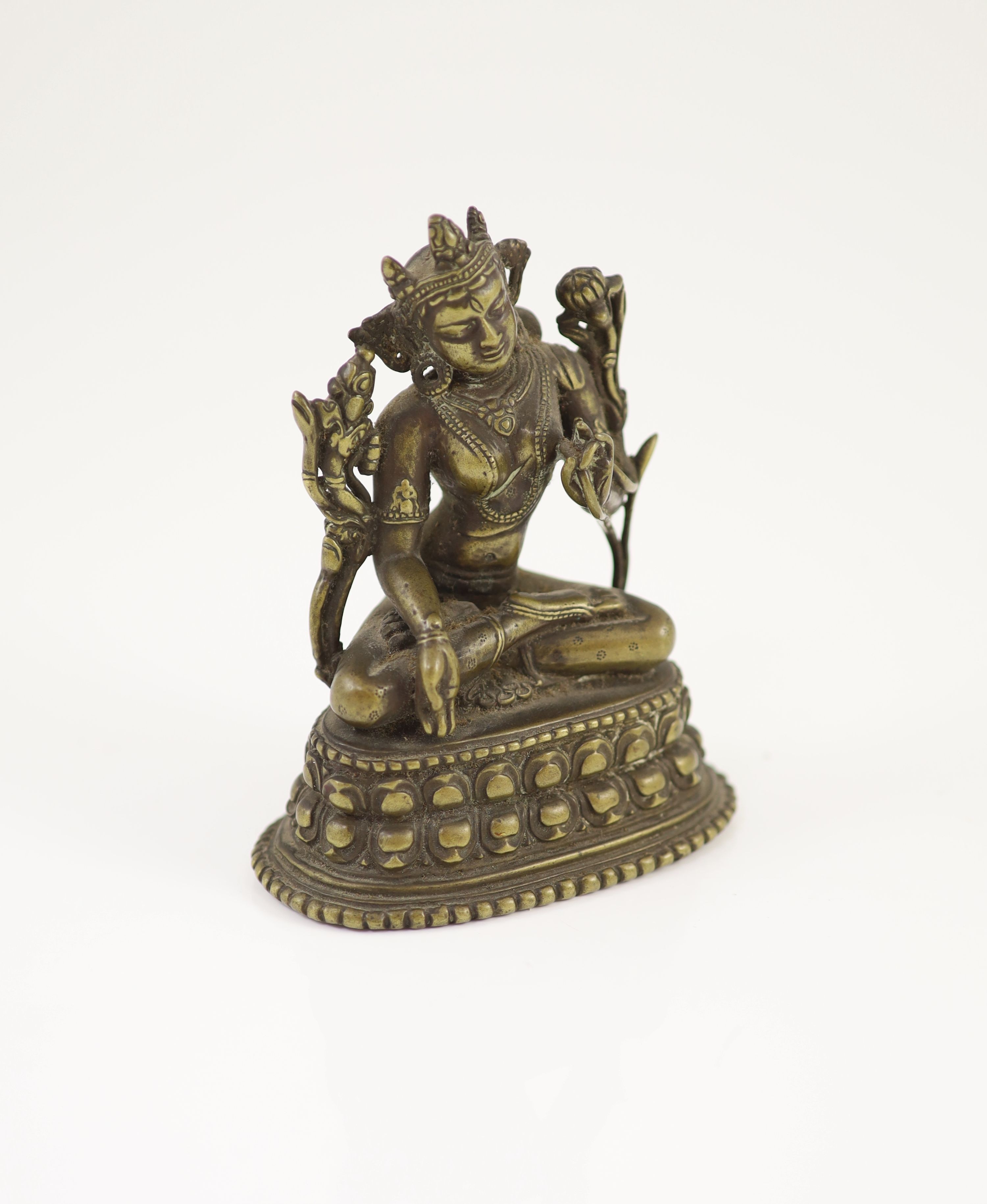 Two Himalayan bronze figures of Bodhisattvas, height 11cm